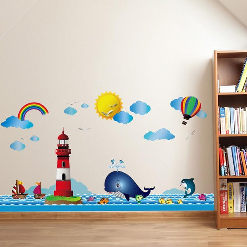 Cartoon lighthouse Whale - Artrostic