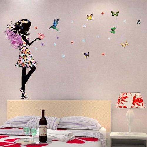 Fairy Girl with Bird and Butterflies - Artrostic