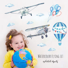 Load image into Gallery viewer, Watercolor Airplane Balloon - Artrostic