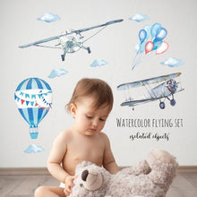 Load image into Gallery viewer, Watercolor Airplane Balloon - Artrostic