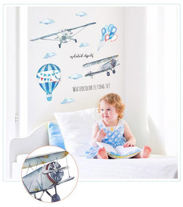 Watercolor Airplane Balloon - Artrostic